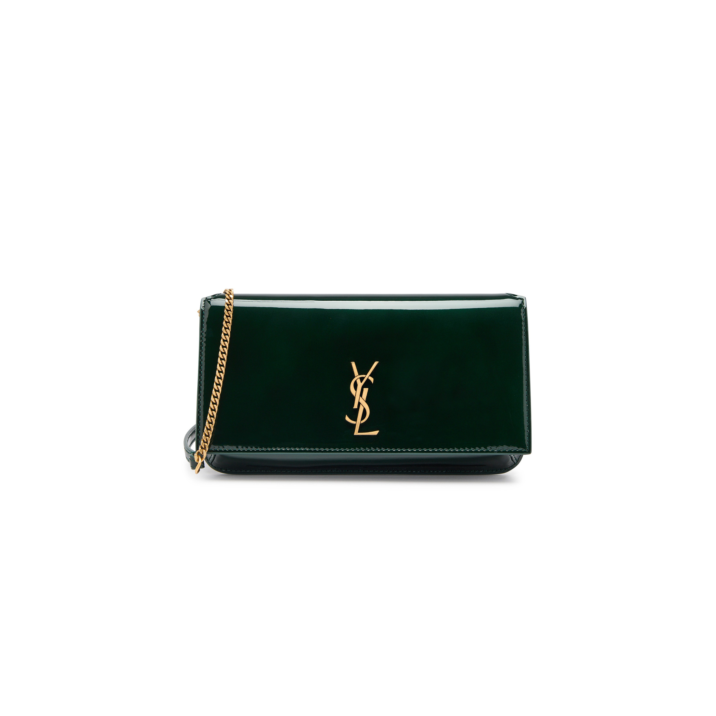 YSL MONOGRAM PHONE HOLDER WITH STRAP IN PATENT LEATHER 635095 (18*11*2cm)
